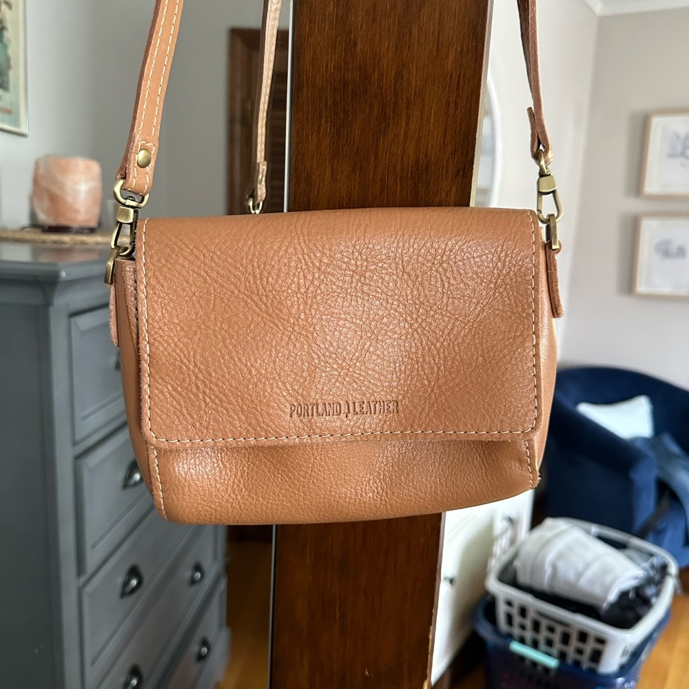 Portland leather almond metro crossbody